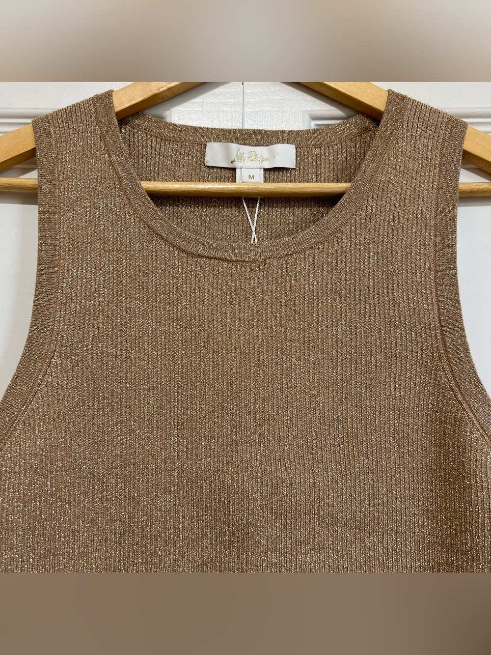 Lilly Pulitzer Esli Sleeveless Sweater Tank in Sand Bar Metallic Size Medium - Picture 5 of 13